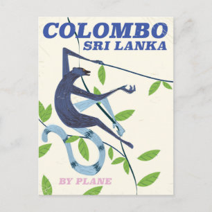 Postal Afiche de viaje de estilo vintage de Colombo Sri L