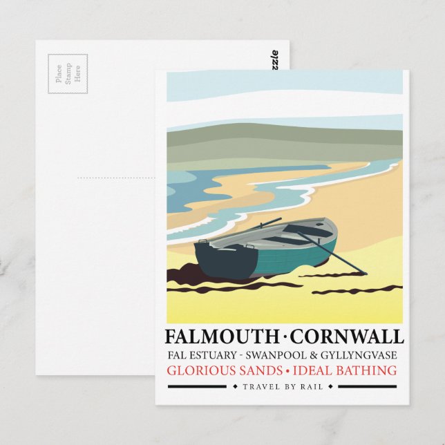 Postal Afiche de viaje de Falmouth Cornwall (Anverso / Reverso)