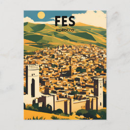 Postal Afiche de viaje de Fes Morocco