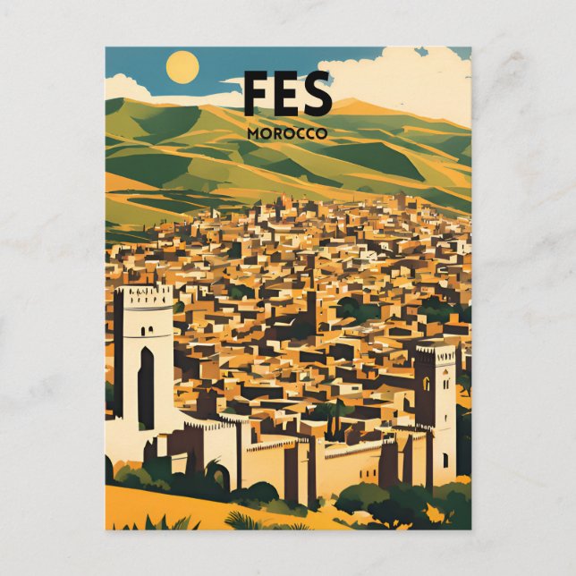 Postal Afiche de viaje de Fes Morocco (Anverso)