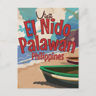 Postal Afiche de viaje de Filipinas, El Nido, Palawan.