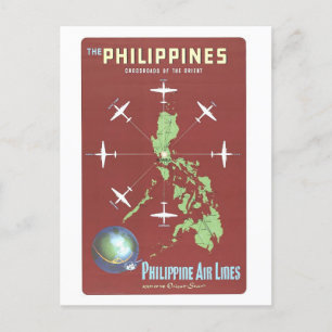 Postal Afiche de viaje de Filipinas vintage