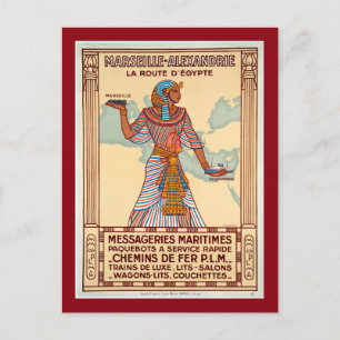 Postal Afiche de viaje de Francia a Egipto