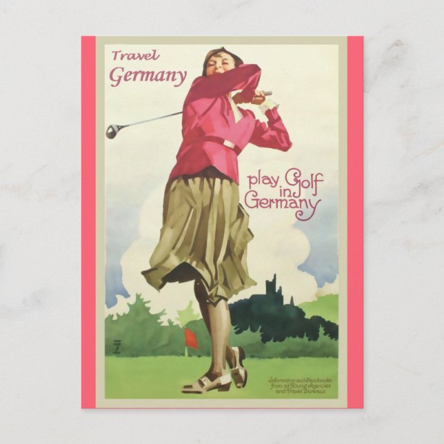 Postal Afiche de viaje de golf de Alemania (Anverso)