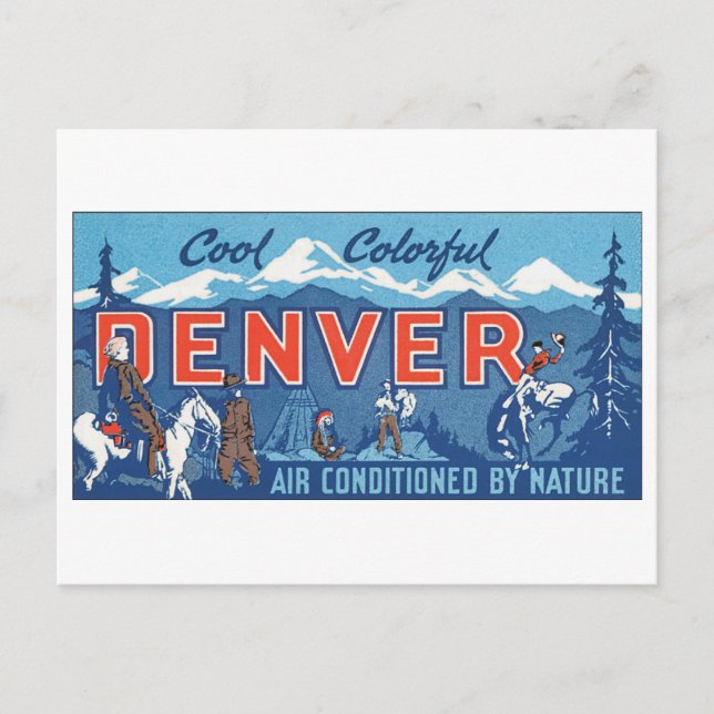 Postal Afiche de viaje de Guay Colorful Denver (Anverso)