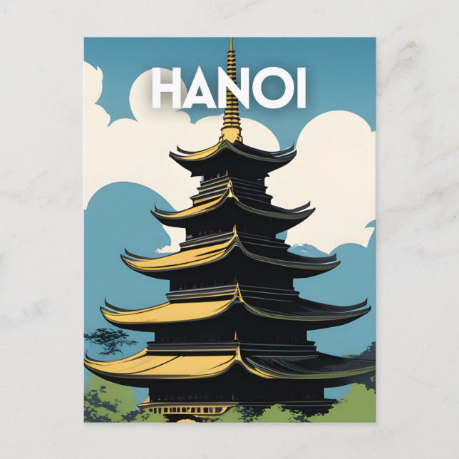 Postal Afiche de viaje de Hanoi Vietnam (Anverso)