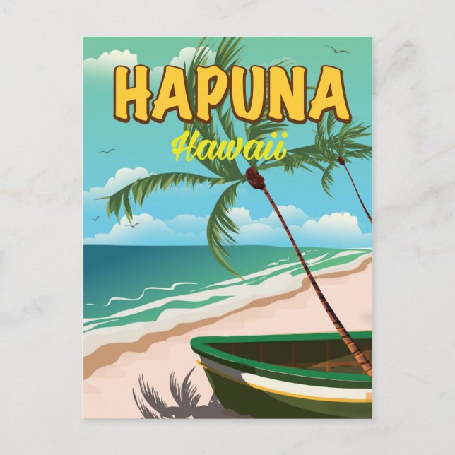 Postal Afiche de viaje de Hapuna Hawaii (Anverso)