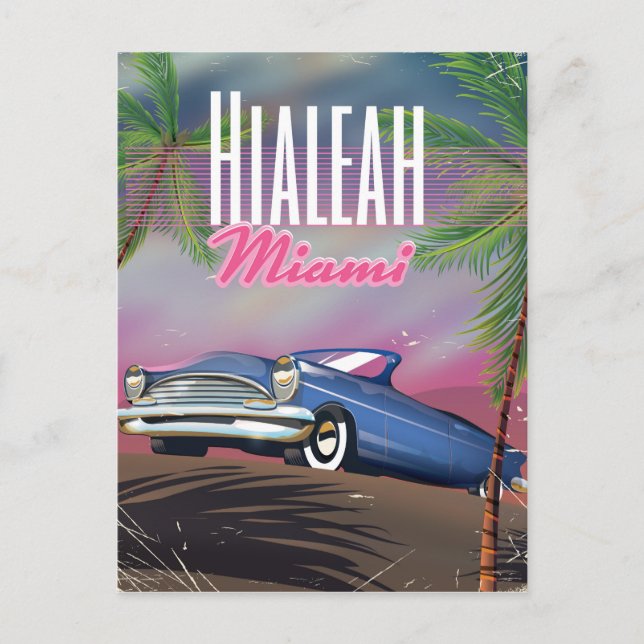 Postal Afiche de viaje de Hialeah Florida USA 80s (Anverso)