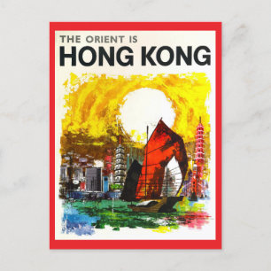 Postal Afiche de viaje de Hong Kong