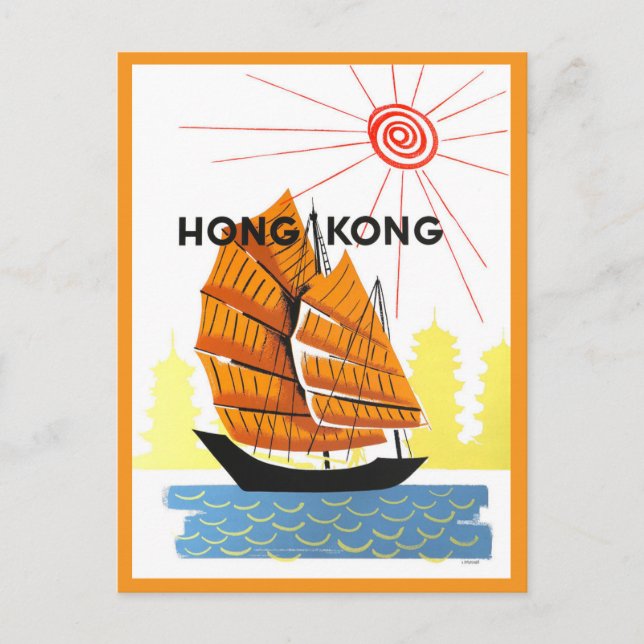 Postal Afiche de viaje de Hong Kong (Anverso)