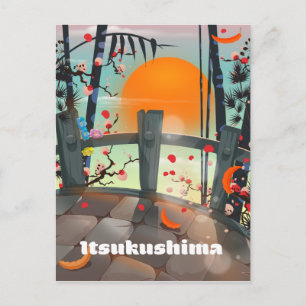 Postal Afiche de viaje de Itsukushima Japón