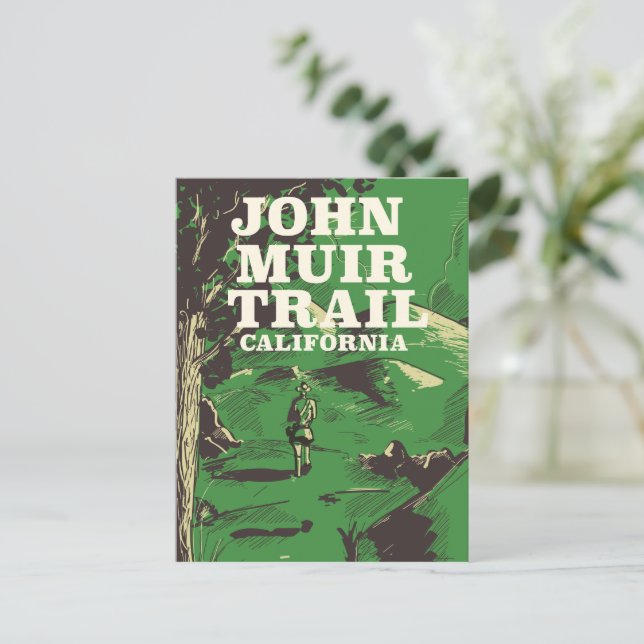 Postal Afiche de viaje de John Muir Trail California. (Anverso de pie)