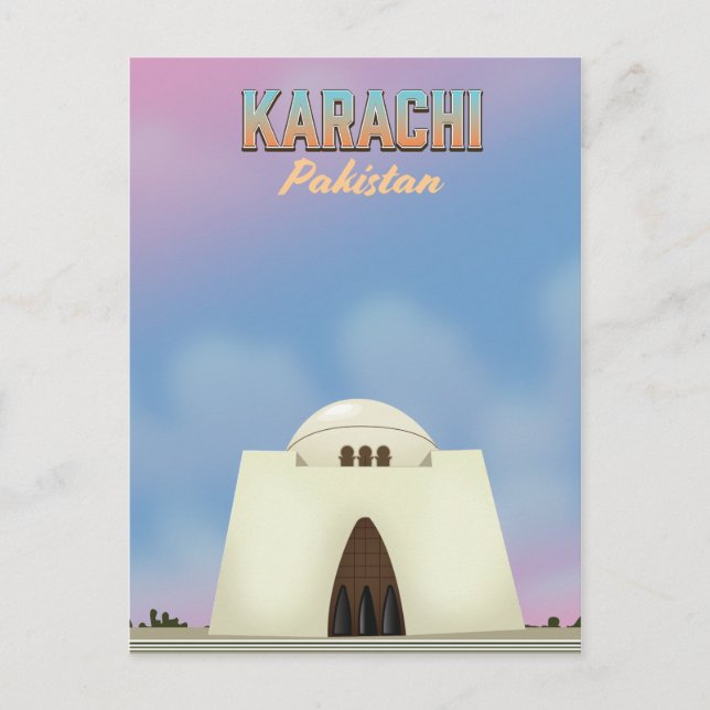 Postal Afiche de viaje de Karachi en Pakistán (Anverso)