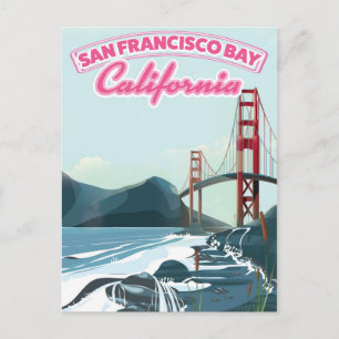 Postal Afiche de viaje de la bahía de San Francisco
