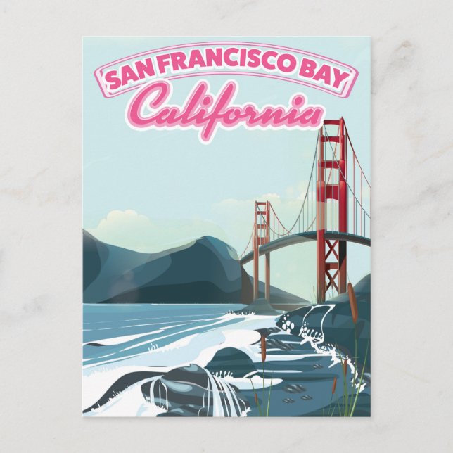 Postal Afiche de viaje de la bahía de San Francisco (Anverso)