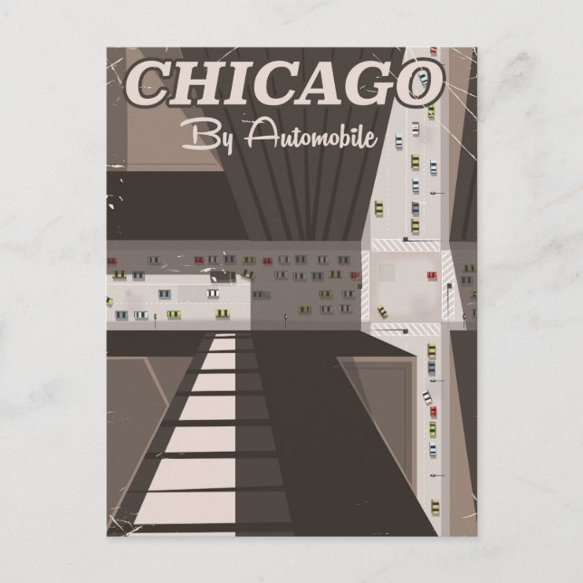 Postal Afiche de viaje de la ciudad de Chicago (Anverso)
