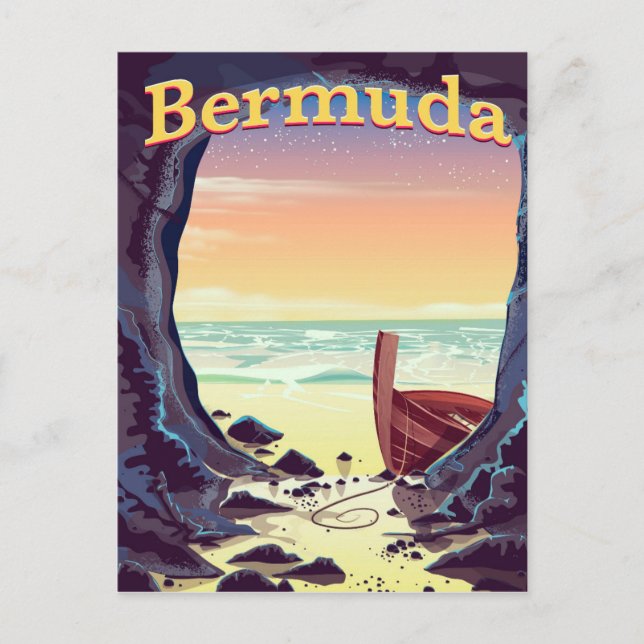 Postal Afiche de viaje de la Cueva Pirata de las Bermudas (Anverso)