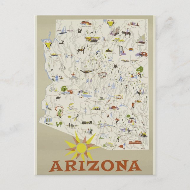 Postal Afiche de viaje de la época de Arizona (Anverso)