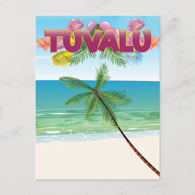 Postal Afiche de viaje de la isla de Tuvalu (Anverso)