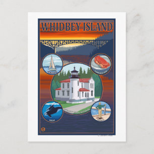 Postal Afiche de viaje de la isla Whidbey, WashingtonScen