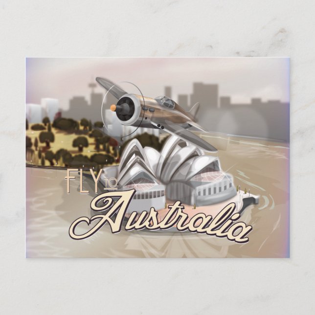 Postal Afiche de viaje de la mosca de la intriga a Austra (Anverso)