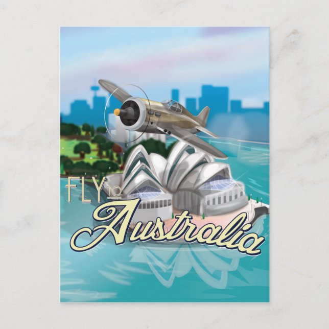 Postal Afiche de viaje de la mosca de la intriga a Austra (Anverso)