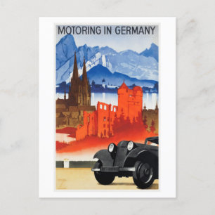 Postal Afiche de viaje de la Motoring in Germany 1930