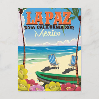 Postal Afiche de viaje de La Paz Baja California Sur Méxi
