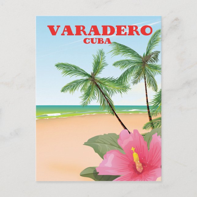 Postal Afiche de viaje de la playa cubana de Varadero (Anverso)