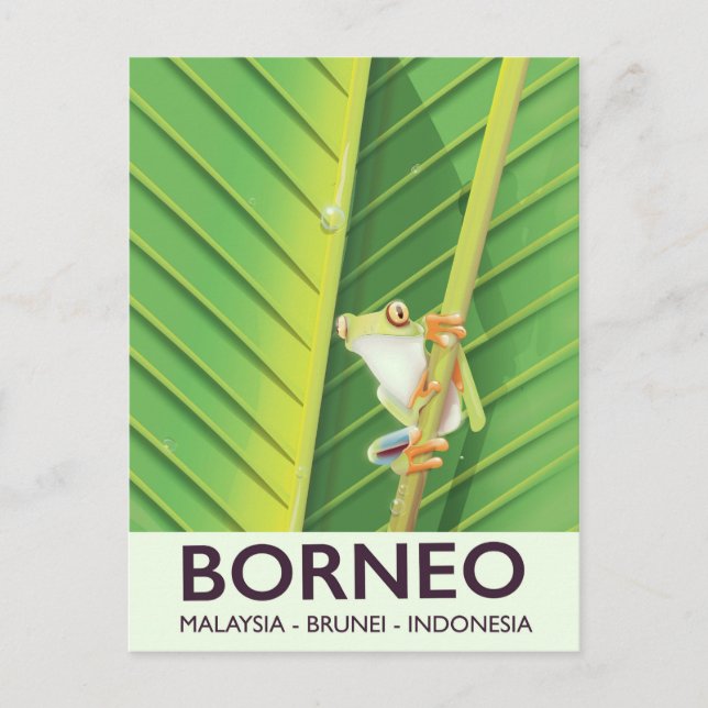 Postal Afiche de viaje de la rana envenenada de Borneo (Anverso)