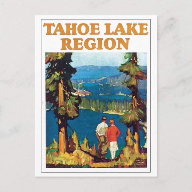 Postal Afiche de viaje de la región del lago Tahoe (Anverso)