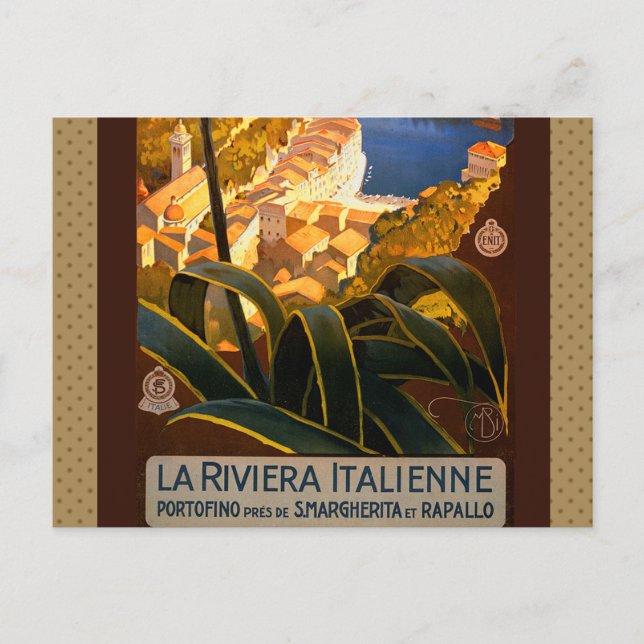Postal Afiche de viaje de la Riviera Italiana Europa Ital (Anverso)