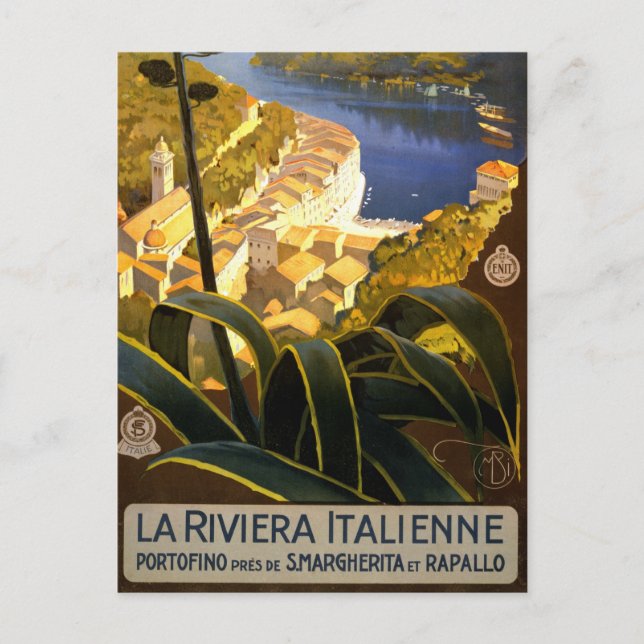 Postal Afiche de viaje de La Riviera Italienne Portofino  (Anverso)