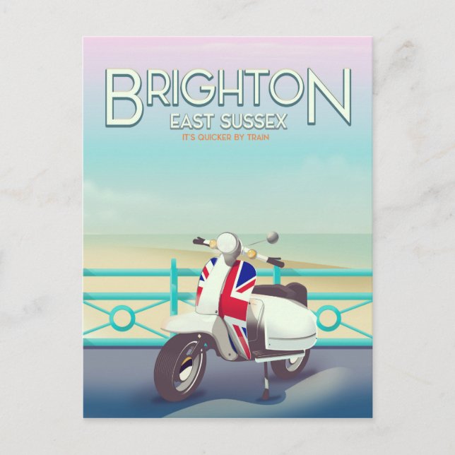 Postal Afiche de viaje de la scooter de la unión Brighton (Anverso)