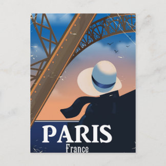 Postal Afiche de viaje de la torre Eiffel de París