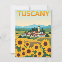 Postal Afiche de viaje de la Toscana - Campo de girasol