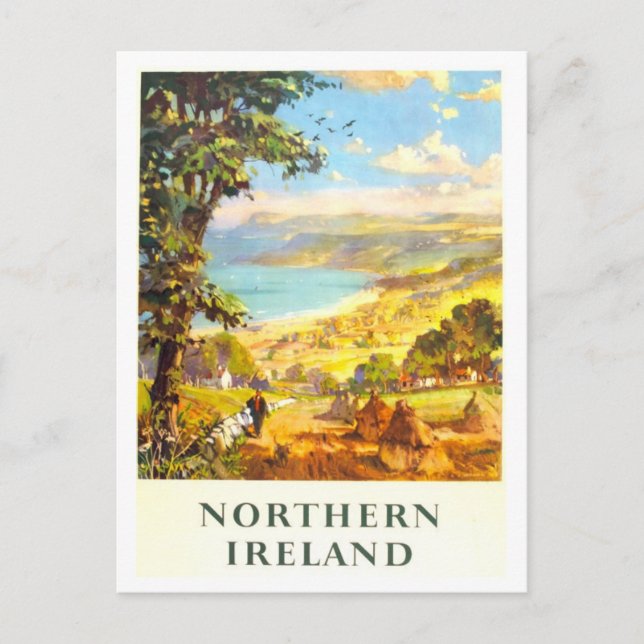 Postal Afiche de viaje de la vieja Irlanda del Norte (Anverso)