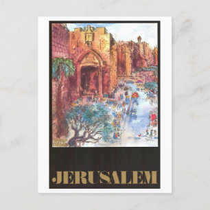 Postal Afiche de viaje de la vieja Jerusalén