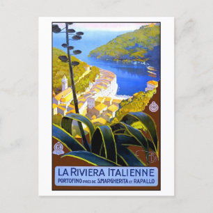 Postal Afiche de Viaje de la Vieja Riviera Italiana