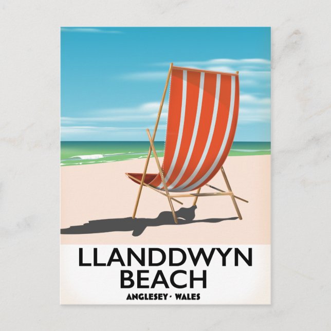 Postal afiche de viaje de landdwyn Beach Anglesey Wales (Anverso)