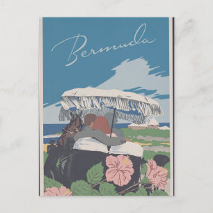 Postal Afiche de viaje de las Bermudas antiguas