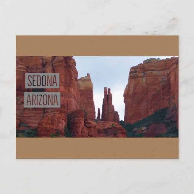 Postal Afiche de viaje de las montañas de Sedona Arizona (Anverso)