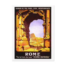 Afiche de viaje de las ruinas antiguas de Roma Ita