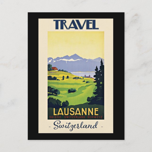 Postal Afiche de viaje de Lausana, Suiza (Anverso)