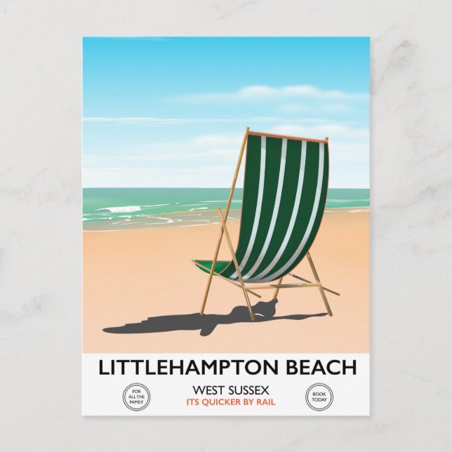 Postal Afiche de viaje de Littlehampton Beach East Sussex (Anverso)