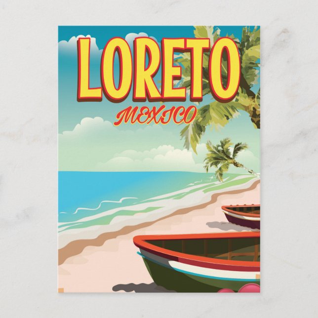 Postal Afiche de viaje de Loreto México (Anverso)