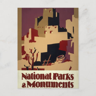 Postal Afiche de viaje de los parques nacionales de Puebl