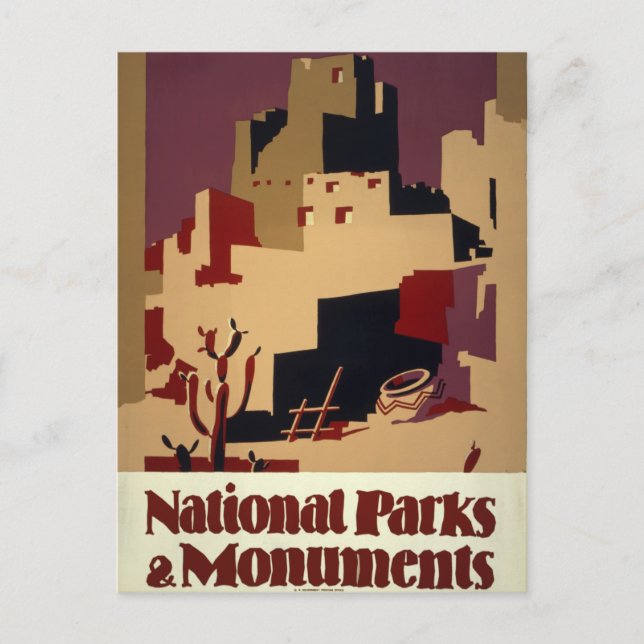 Postal Afiche de viaje de los parques nacionales de Puebl (Anverso)