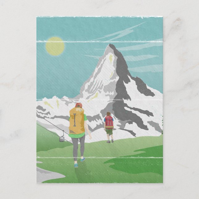 Postal afiche de viaje de matterhorn Suiza (Anverso)
