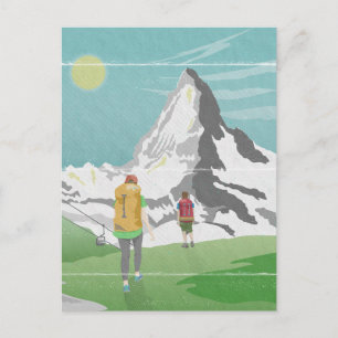 Postal afiche de viaje de matterhorn Suiza